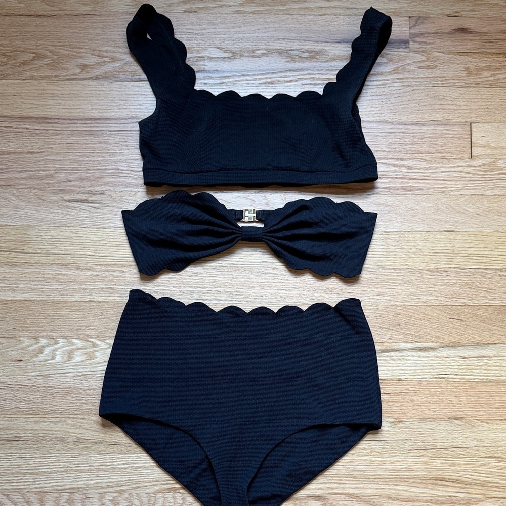 Marysia swim Antibes top Palm Springs Black Scalloped Bikini Set medium/large